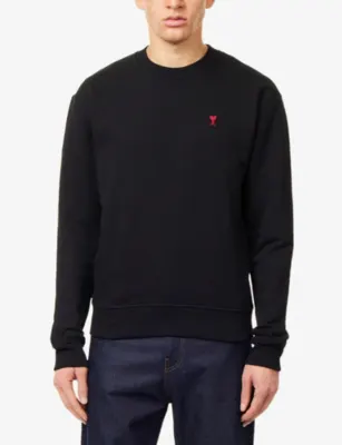 AMI PARIS ADC Logo-Embroidered Cotton-Jersey Sweatshirt detail 3
