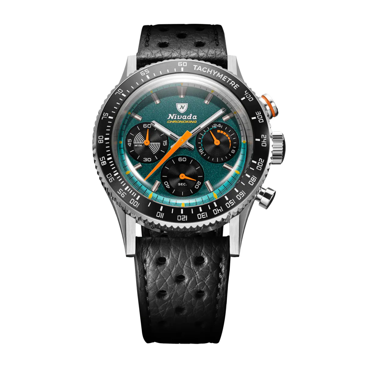 Nivada Grenchen Chronoking Mecaquartz Racing 38mm Mens Watch Green