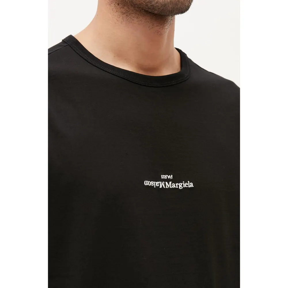 Maison Margiela Distorted Logo T-Shirt in Black/White, additional product view 2