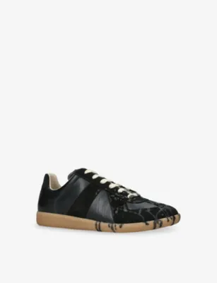 MAISON MARGIELA Replica Paint Leather Trainers - White - EUR 46 / 12 UK MEN in BLACK, additional product view 3
