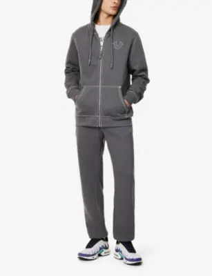 TRUE RELIGION Big-T contrast-stitching relaxed-fit cotton-blend hoody detail 2