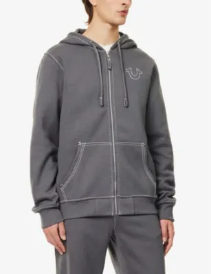 TRUE RELIGION Big-T contrast-stitching relaxed-fit cotton-blend hoody detail 3