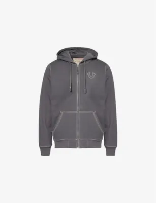 TRUE RELIGION Big-T contrast-stitching relaxed-fit cotton-blend hoody