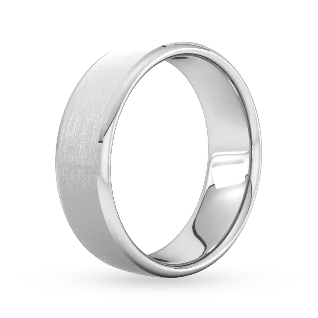 For Him 7mm D Shape Heavy Polished Chamfered Edges With Matt Centre Wedding Ring In 18 Carat Yellow Gold detail 2