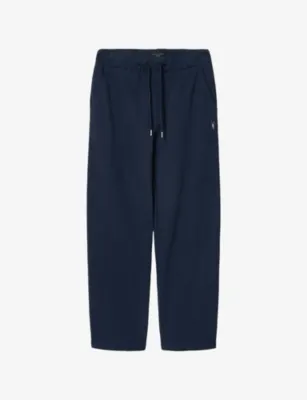 ALLSAINTS Asher Ramskull-Embroidered Cotton Jogging Bottoms - SAPPHIRE BLUE detail 2