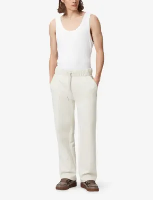ALLSAINTS Asher Ramskull-Embroidered Cotton Jogging Bottoms - SAPPHIRE BLUE detail 3