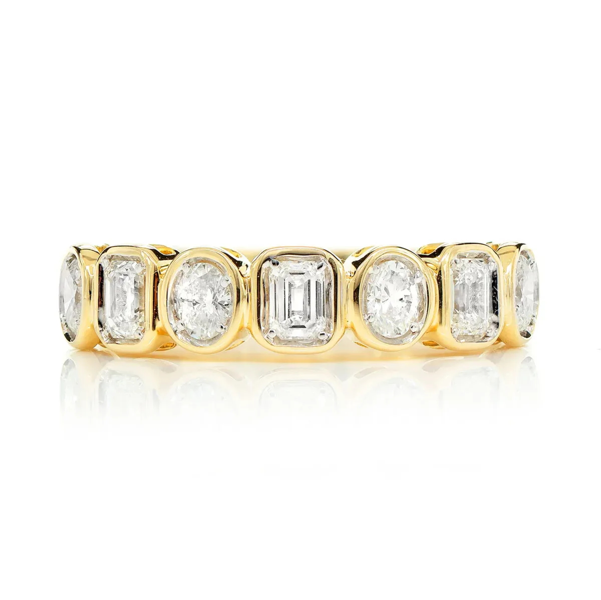 For Him Oval & Baguette Bezel Diamond Band Ring
