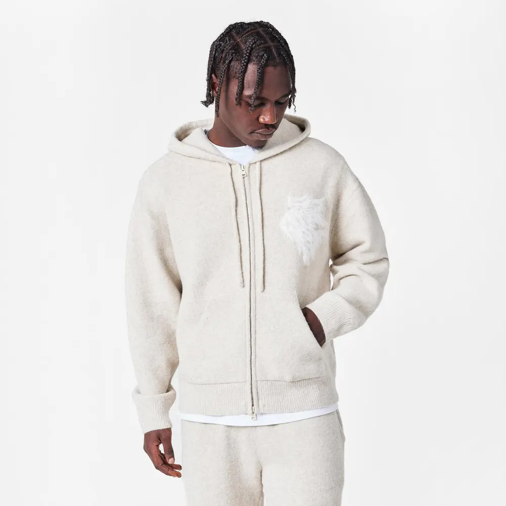 The Couture Club Mens Fluffy Knit Zip Hoodie detail 3