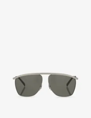 SAINT LAURENT SL 820 Victoire Metal Sunglasses in SILVER – Mens | Sunglasses | Rectangle