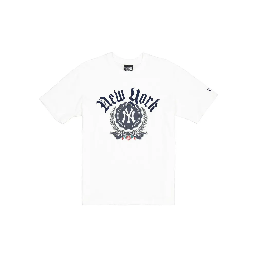 New Era Men's MLB Throwback Oversized T-Shirt in NY White, additional product view 3