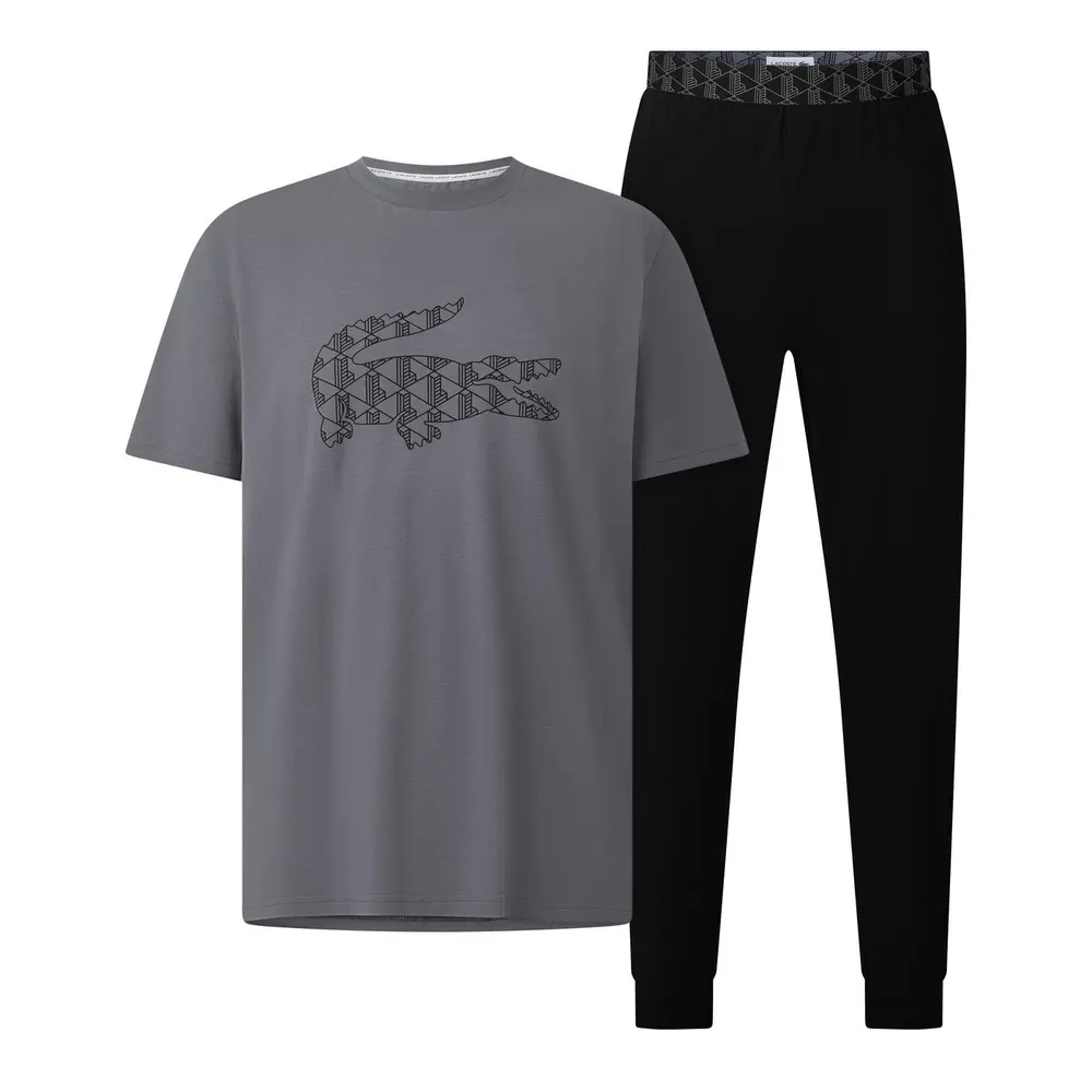 Lacoste Men's Cotton Short-Sleeve Top and Trousers Pyjama Set