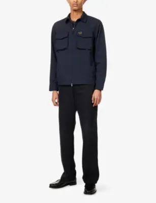 FRED PERRY Patch-Pocket Ripstop Woven Overshirt in NAVY, additional product view 2