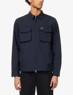 FRED PERRY Patch-Pocket Ripstop Woven Overshirt in NAVY, additional product view 3
