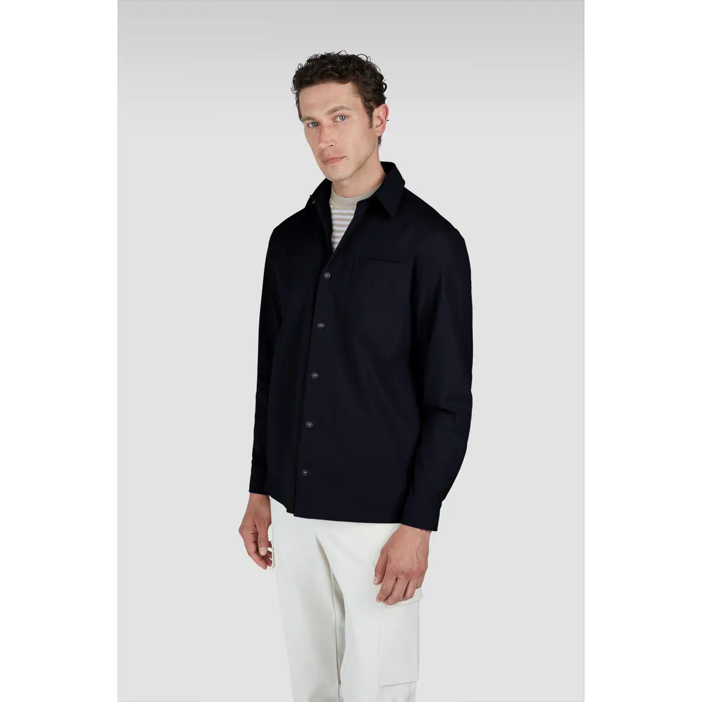 Paul And Shark Men's Fin Long Sleeve Plain Shirt in Blue, additional product view 2