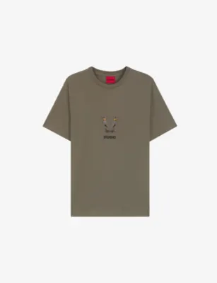 HUGO Brand-Embroidered Short-Sleeved Cotton-Jersey T-Shirt