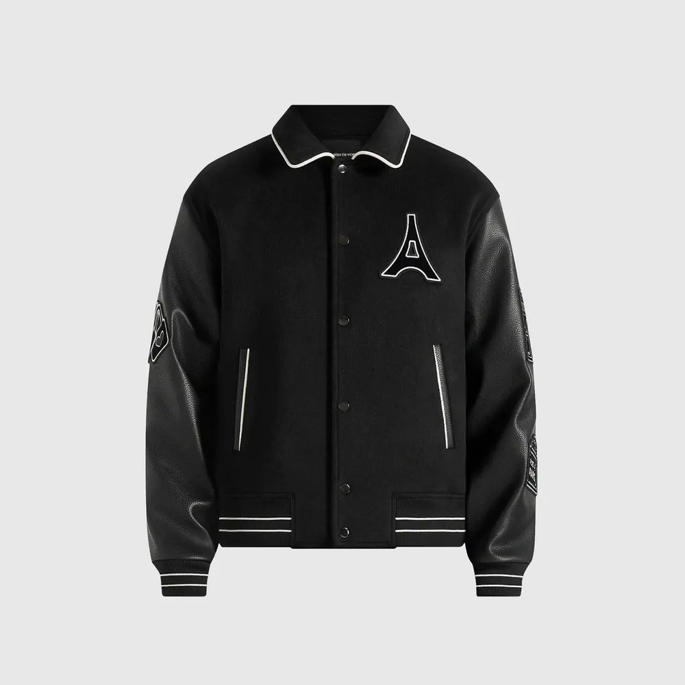 Maniere De Voir Mens Mona Lisa Wool Blend Varsity Jacket