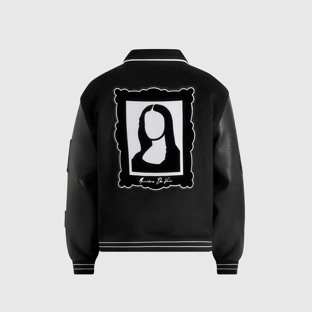 Maniere De Voir Mens Mona Lisa Wool Blend Varsity Jacket detail 2