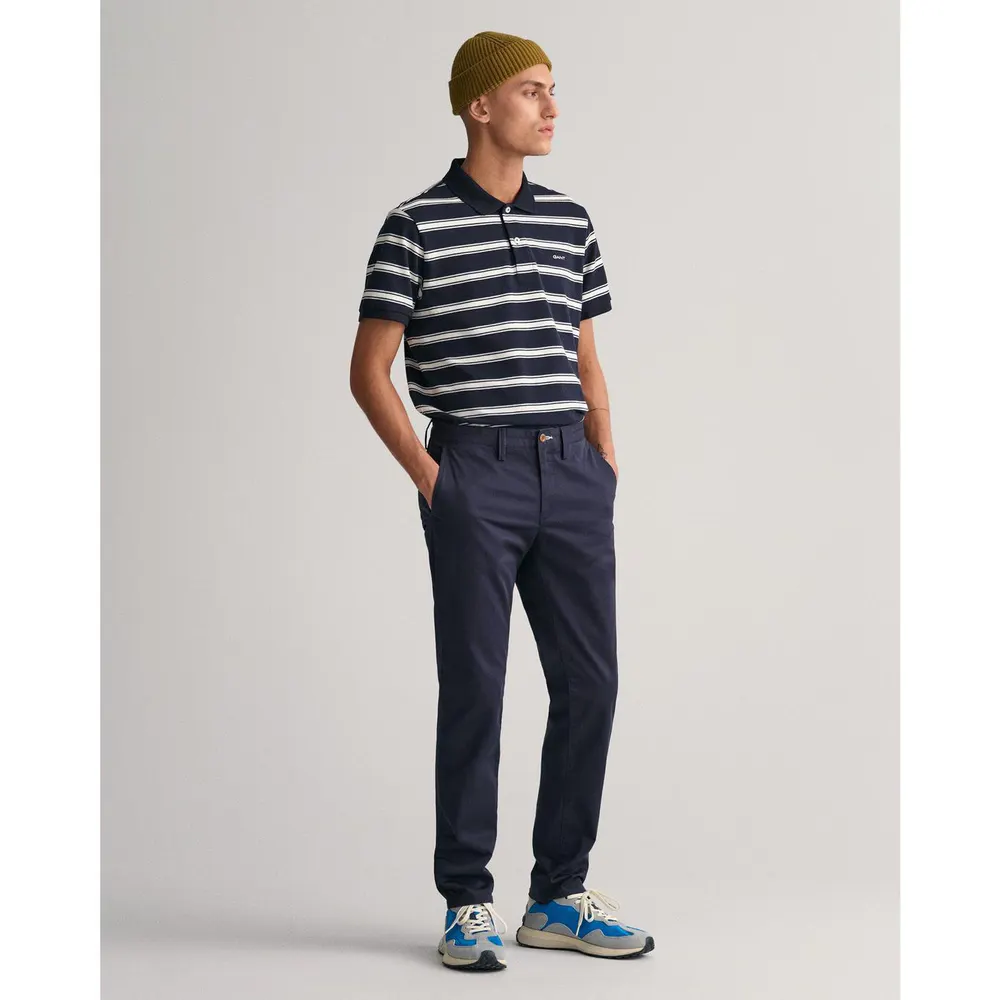 Gant Slim Fit Twill Chinos in Navy 410, additional product view 3