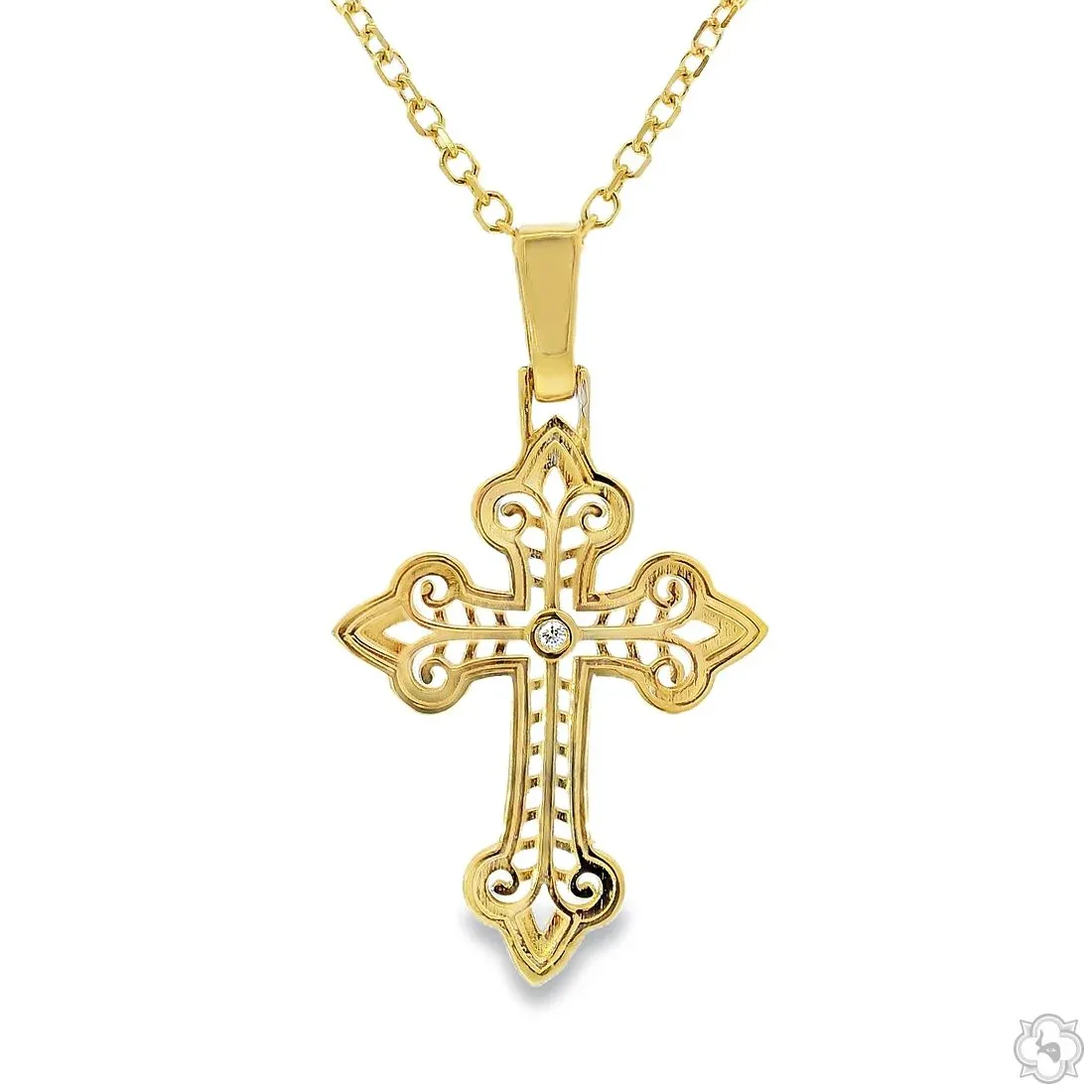RINA - For Him FACTORY 14K Gold Bezel Cross Crucifix Pendant Set 63778 in Rose Gold / 18 Inches – Pendant