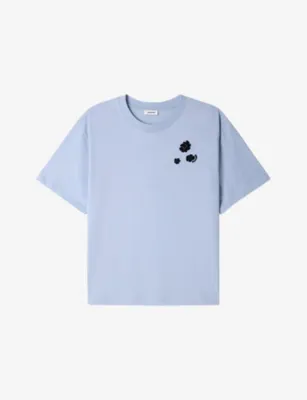 SANDRO Flower-Print Cotton T-Shirt - NAVY BLUE detail 2