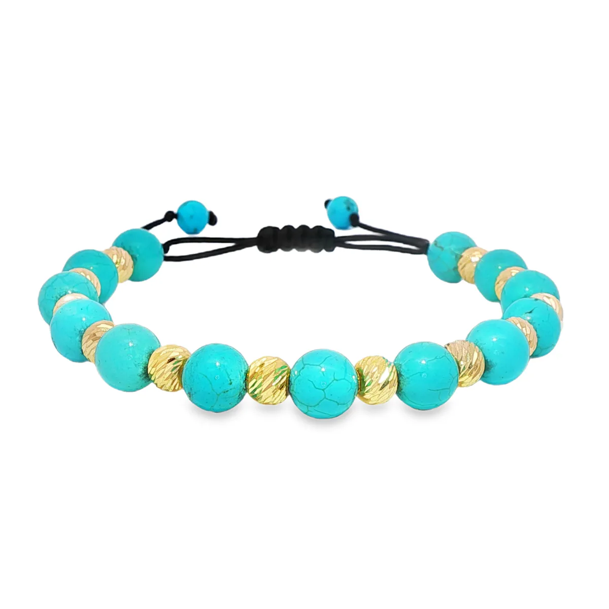 EMMA - For Him MERCHANDISE Turquoise & Gold Bead Adjustable Bracelet 71142 – Bracelet