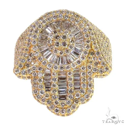 JALGAS - AMERICAS GOLD Baguette Diamond Hamza Ring 68798 in White / 8 – Ring