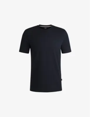 BOSS Logo-print regular-fit cotton T-shirt - DARK BLUE detail 2