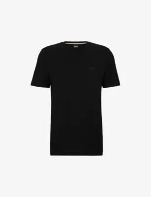BOSS Logo-print regular-fit cotton T-shirt - DARK BLUE