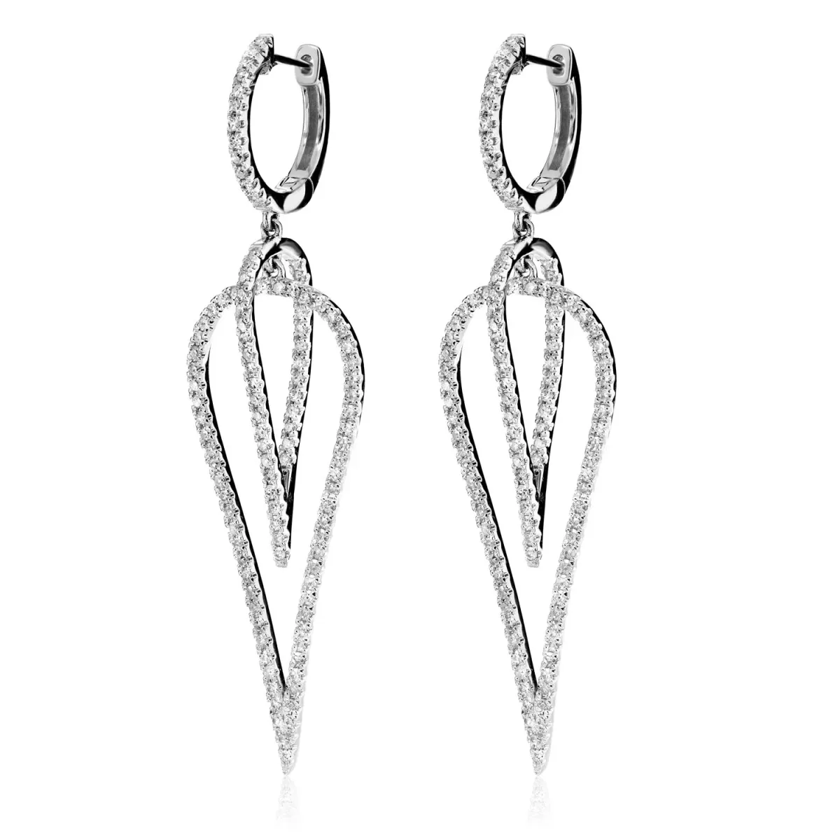 For Him Dangling Upside-Down Teardrop Diamond Earrings in White Gold / Lab Grown Diamond – Earring