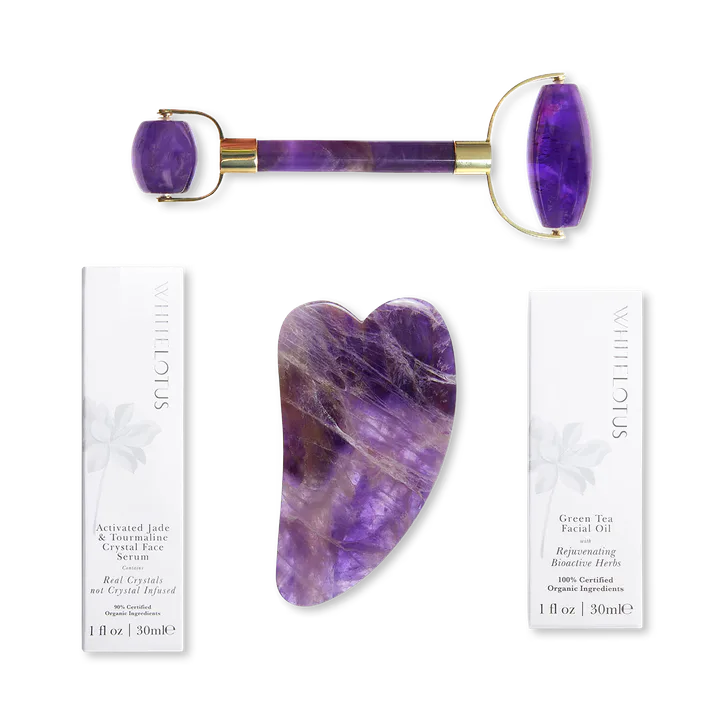 White Lotus Beauty Genuine Amethyst Crystal Facial Set