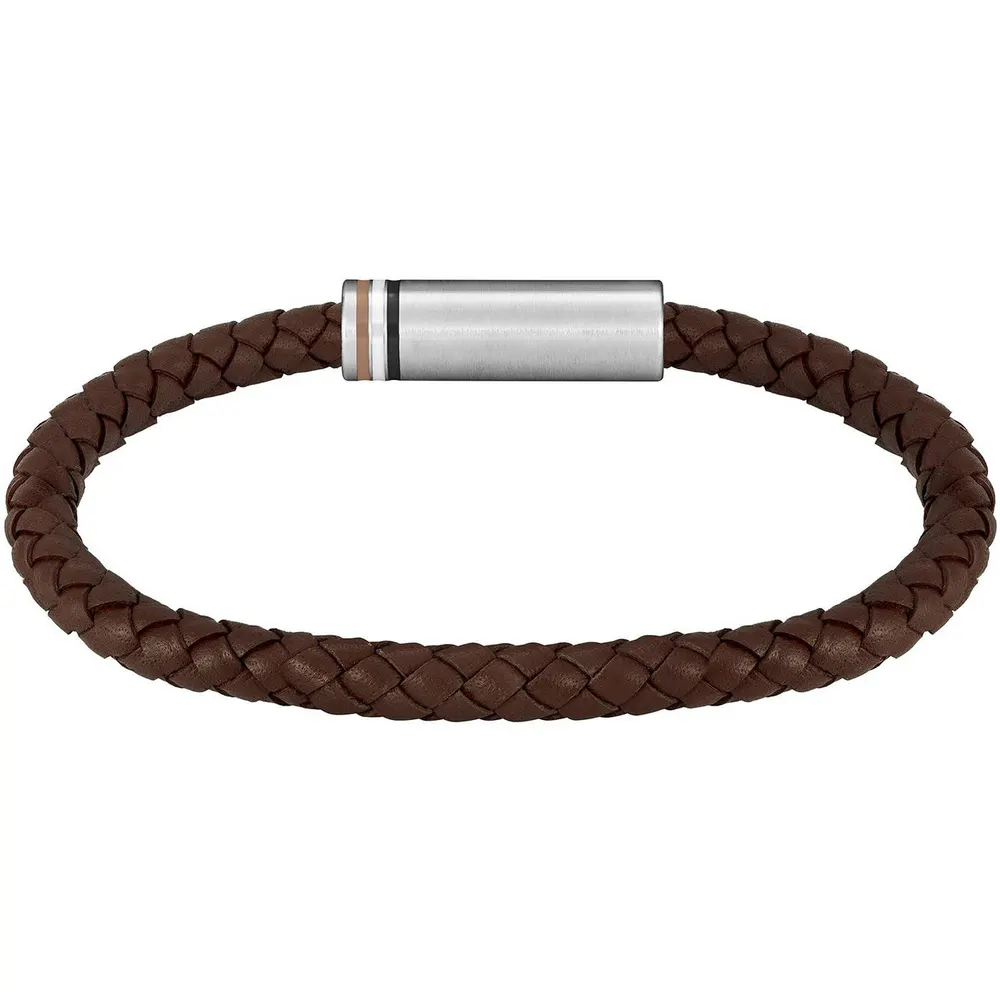Boss Men's Ares Single Magnetic Closure Single-Wrap Leather Bracelet detail 2