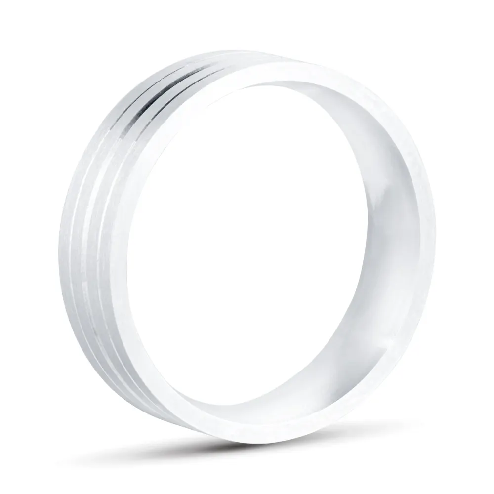 For Him Platinum 6mm Flat Fancy Wedding Band detail 2