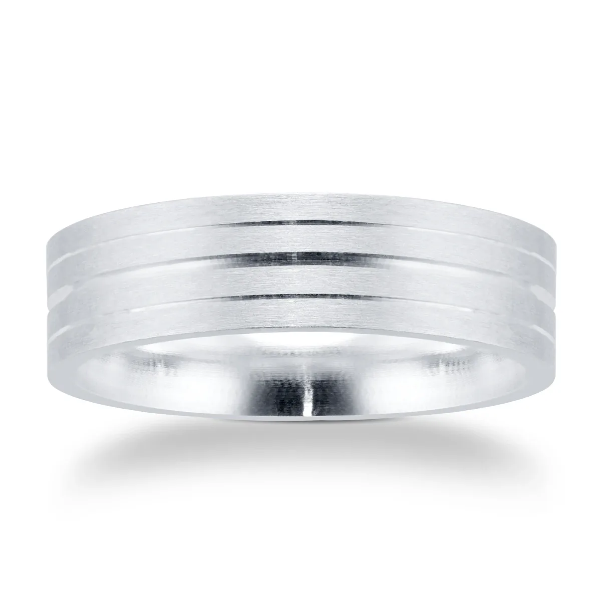 For Him Platinum 6mm Flat Fancy Wedding Band