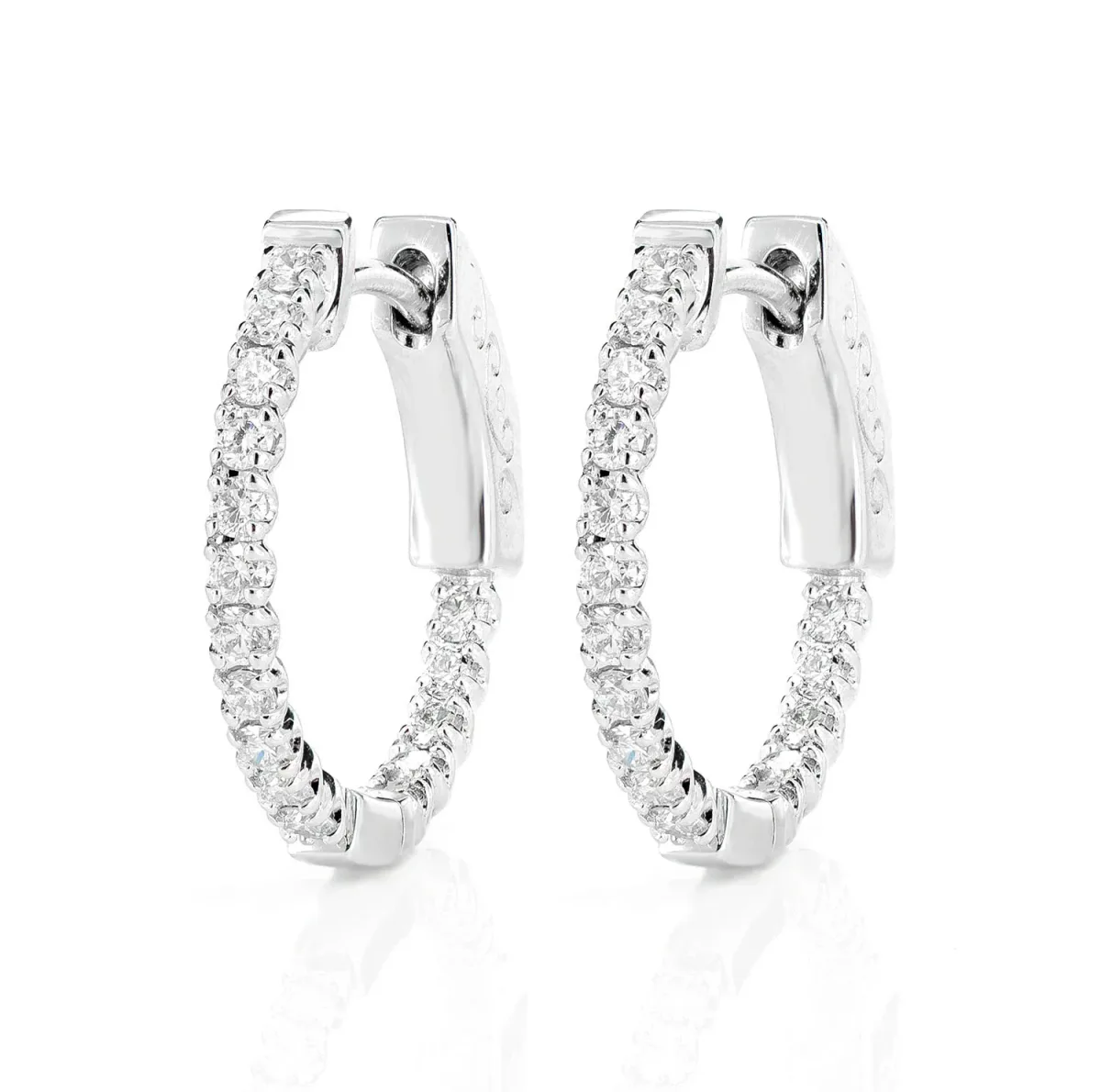 For Him Diamond Inside Outside Quick Release Hoop Earrings 3.2g in White Gold / Lab Grown Diamond – Earring