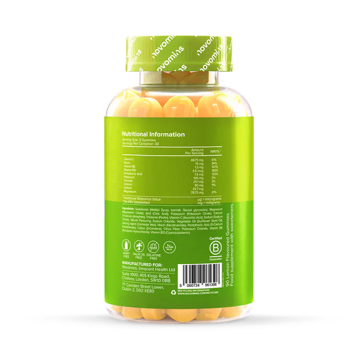 Novomins Hydration Electrolyte Gummies - 30 servings Lemon 90 Gummies, additional product view 2