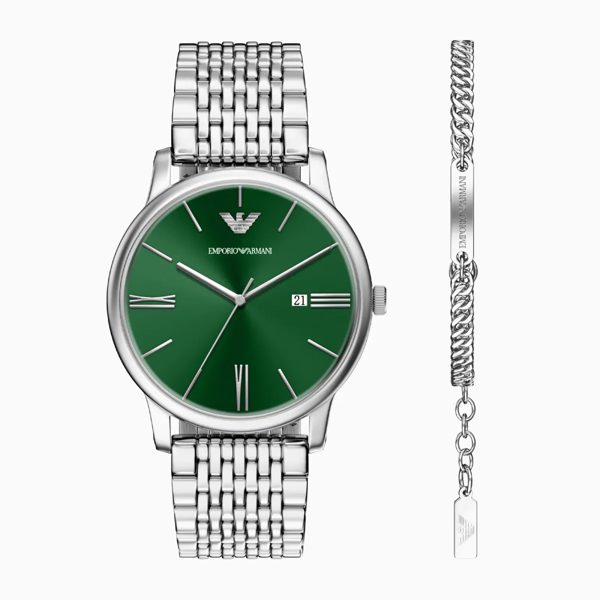Emporio Armani Chronograph Quartz 42mm Mens Watch and Bracelet Set