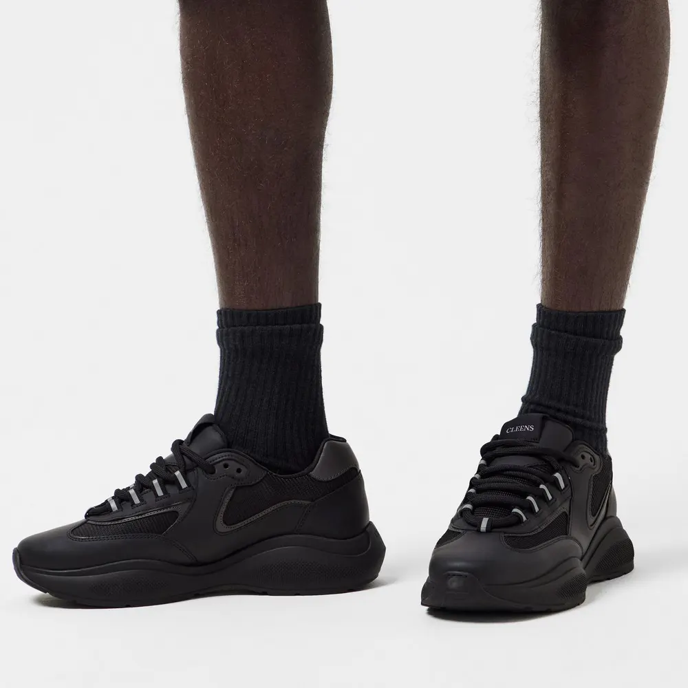Cleens Podium Trainers in Black Mono, additional product view 3