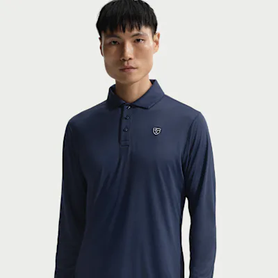 Nike Par Men's Dri-FIT Long-Sleeve Golf Polo - College Navy/White/Black