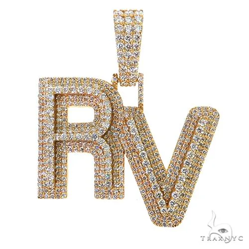 RINA - For Him CUSTOM 'RV' Initial Diamond Pendant 68753 in Rose Gold – Pendant