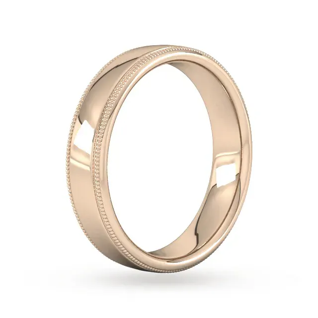 For Him 6mm Flat Court Heavy Milgrain Edge Wedding Ring In 18 Carat Yellow Gold detail 2