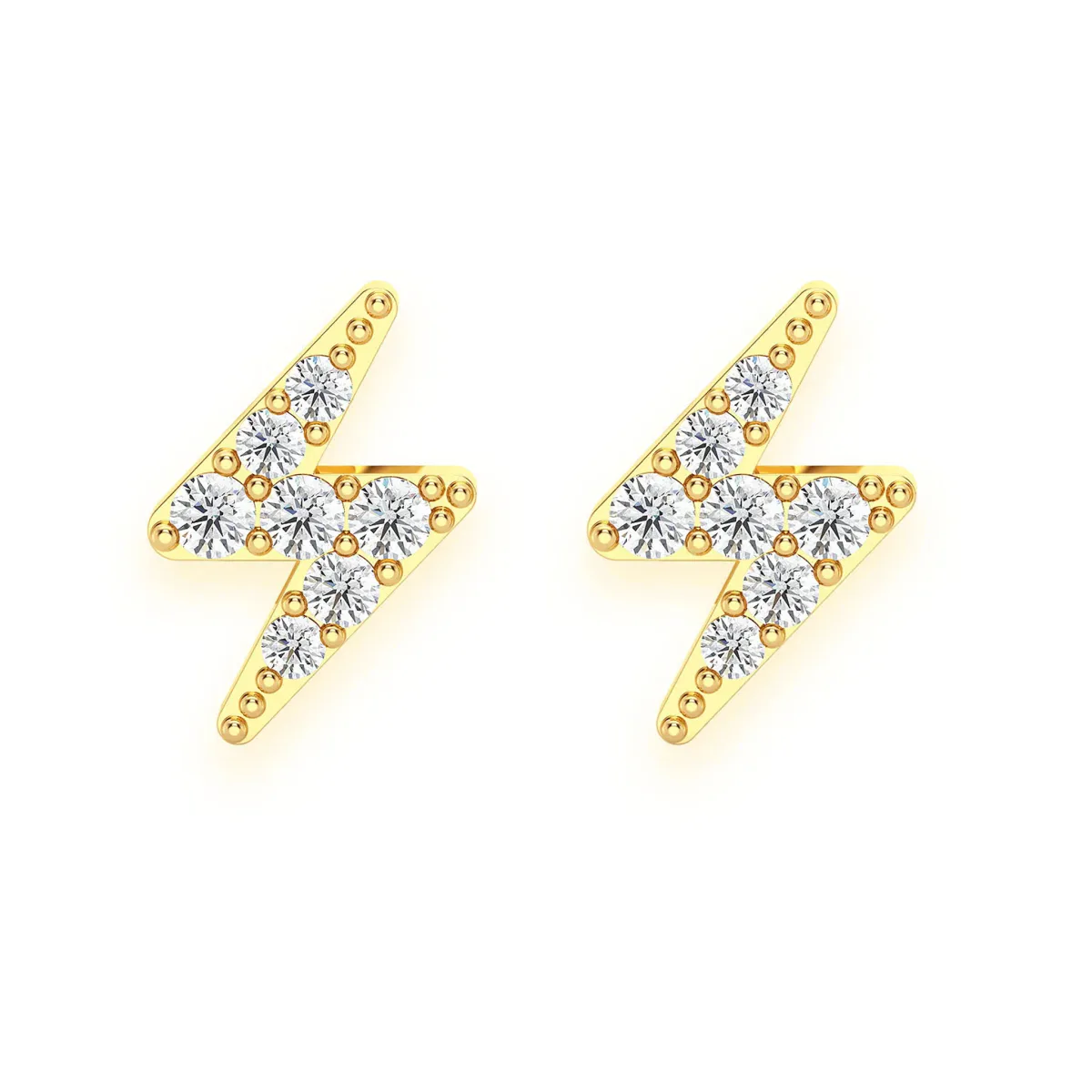 For Him Lightning Diamond Studs in Mini / Yellow Gold / Natural Diamond – Earring
