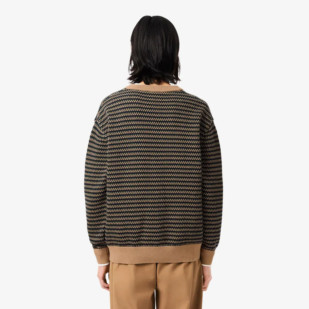 Lacoste Men's Jacquard Long-Sleeve V-Neck Cardigan detail 3