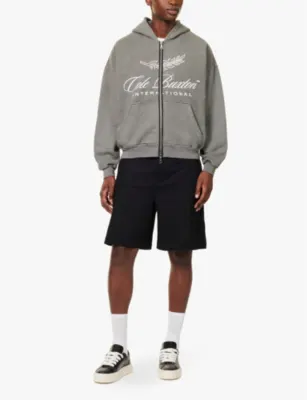 COLE BUXTON International brand-print cotton-jersey hoody detail 2