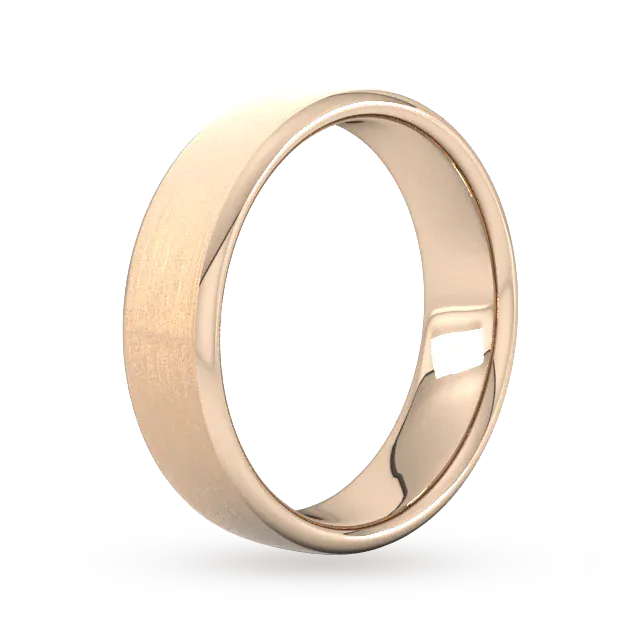 For Him 6mm Flat Court Heavy Matt Finished Wedding Ring In 18 Carat Yellow Gold detail 2