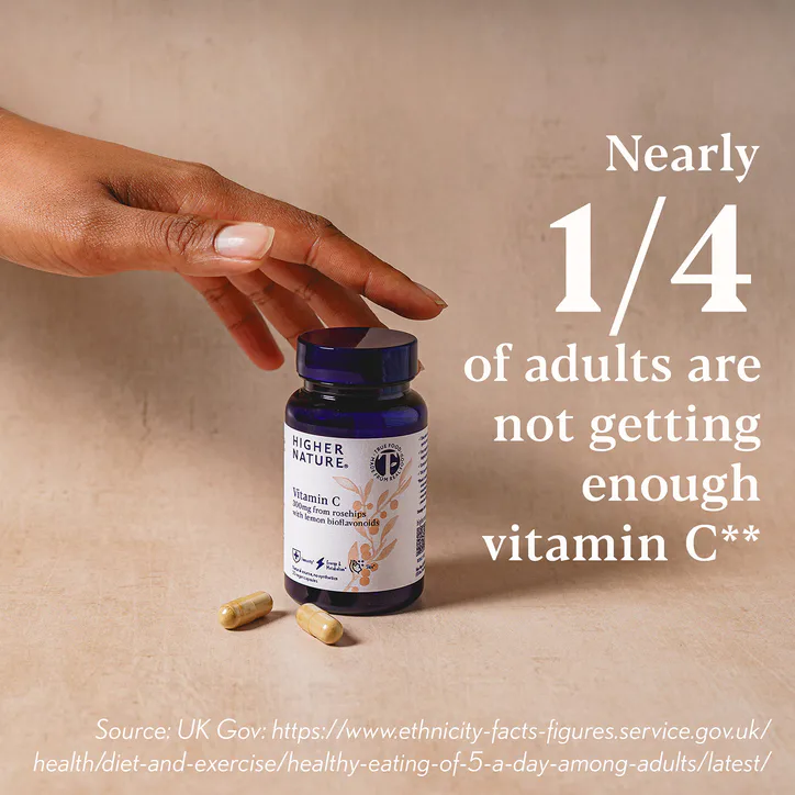 Higher Nature True Food® Vitamin C - 300mg Natural Source Vitamin C - 30 Vegan Capsules detail 2