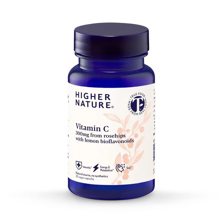 Higher Nature True Food® Vitamin C - 300mg Natural Source Vitamin C - 30 Vegan Capsules
