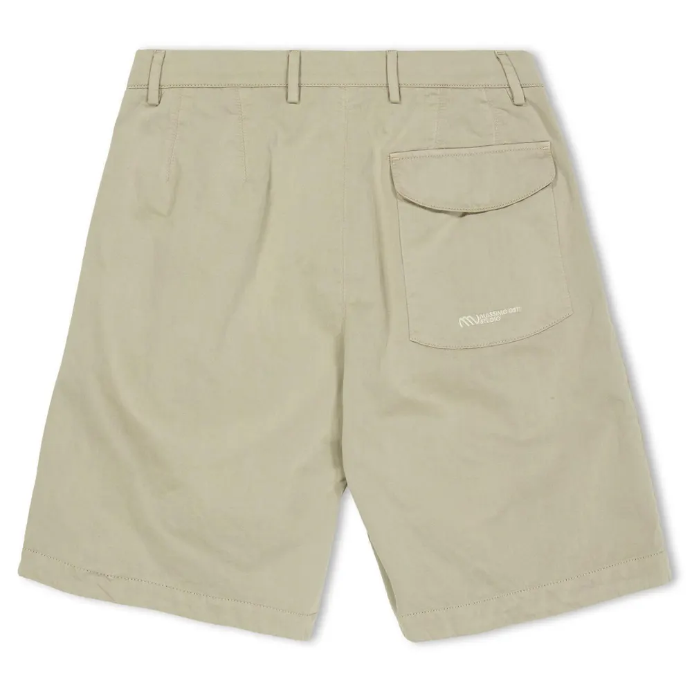 Massimo Osti Studio Men's Gaberdine Cargo Shorts in Oxford Tan 310, additional product view 2