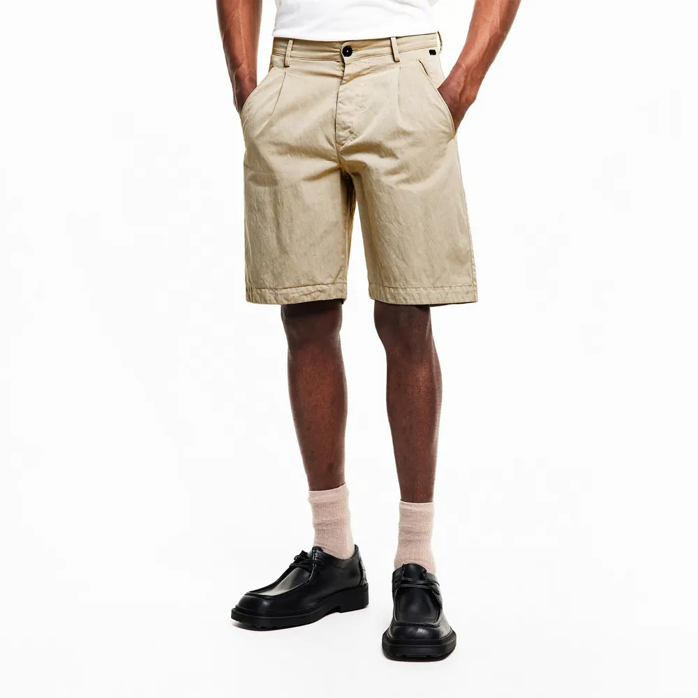 Massimo Osti Studio Men's Gaberdine Cargo Shorts in Oxford Tan 310, additional product view 3