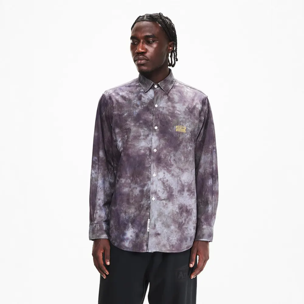 Aries Men's Tie Dye Long Sleeve Shirt in Black, additional product view 3