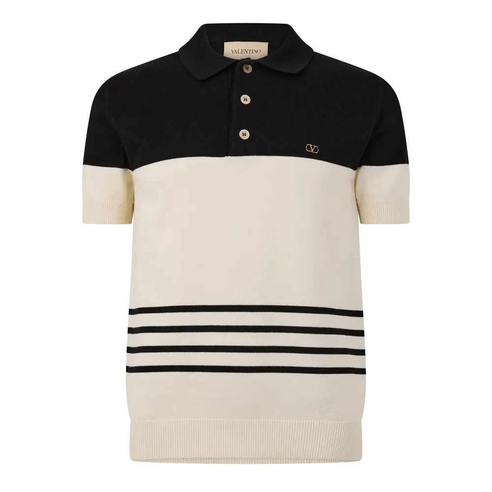 Valentino Val Maglia Polo Sn64 in Burro/Vblack – Clothing